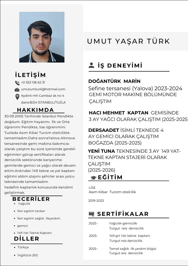 Gemici/Yağcı, 149 GRT Yat Kaptanı