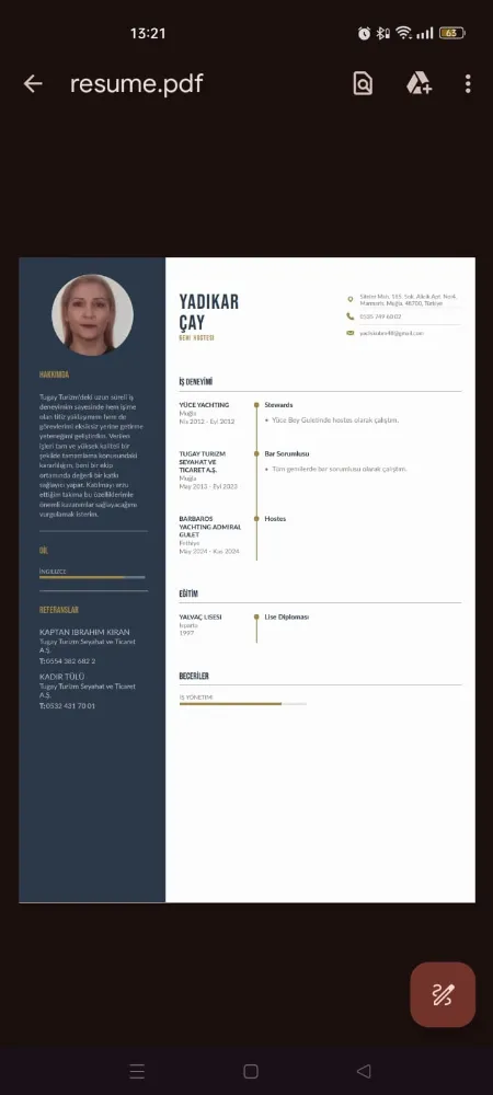 Kamarot steward pozisyonunda iş ariyorum.