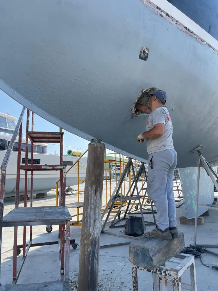 Fiber repair, antifouling paint, paint, anodes and polish works