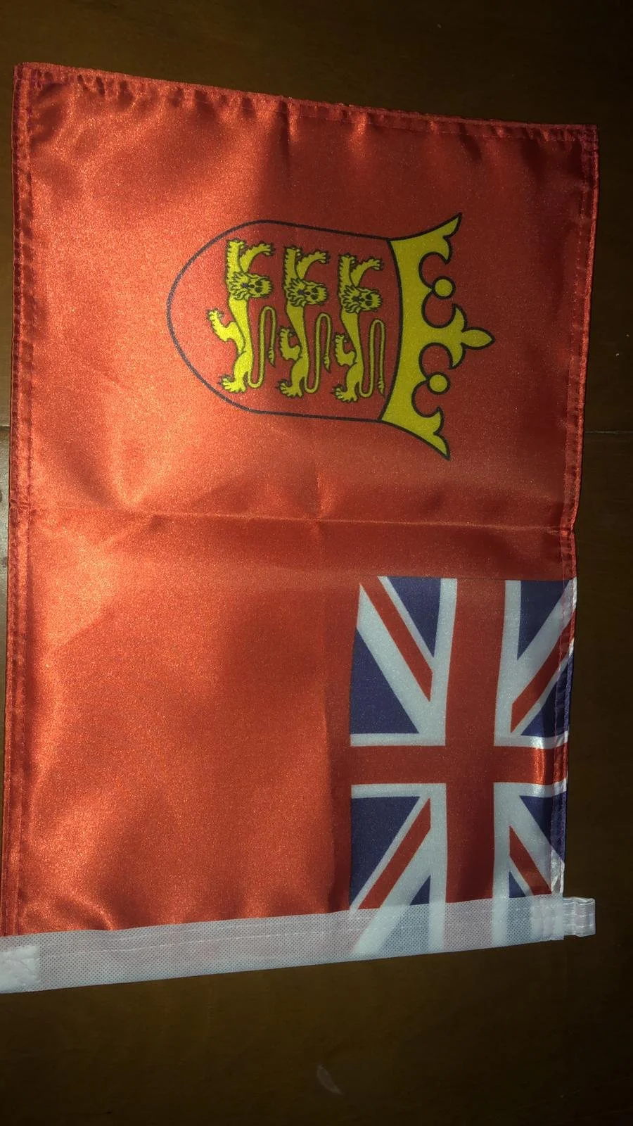 Custom-made satin fabric, double-layered, double-stitched marine flag for boats.